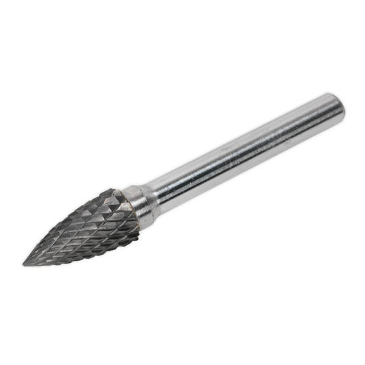 Sealey Ø10mm Arc Pointed Nose Tungsten Carbide Rotary Burr - Silver SDB03