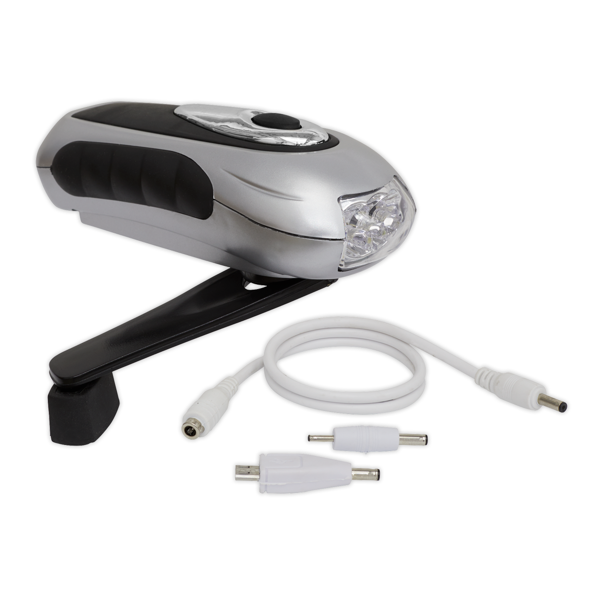 Sealey 3 LED Wind-Up Rechargeable Torch With Charging Outlet Port AK3305