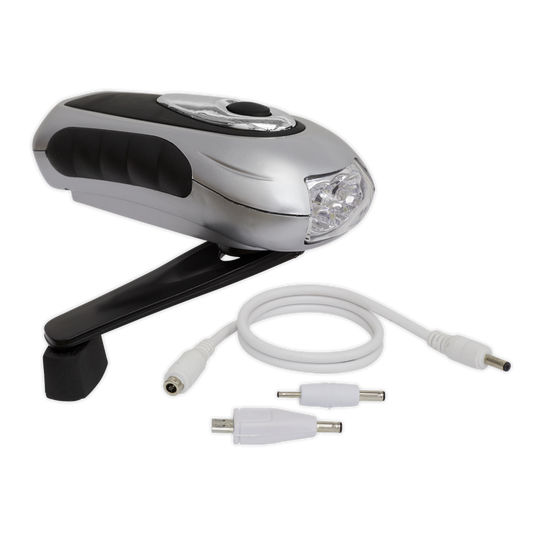 Sealey 3 LED Wind-Up Rechargeable Torch With Charging Outlet Port AK3305