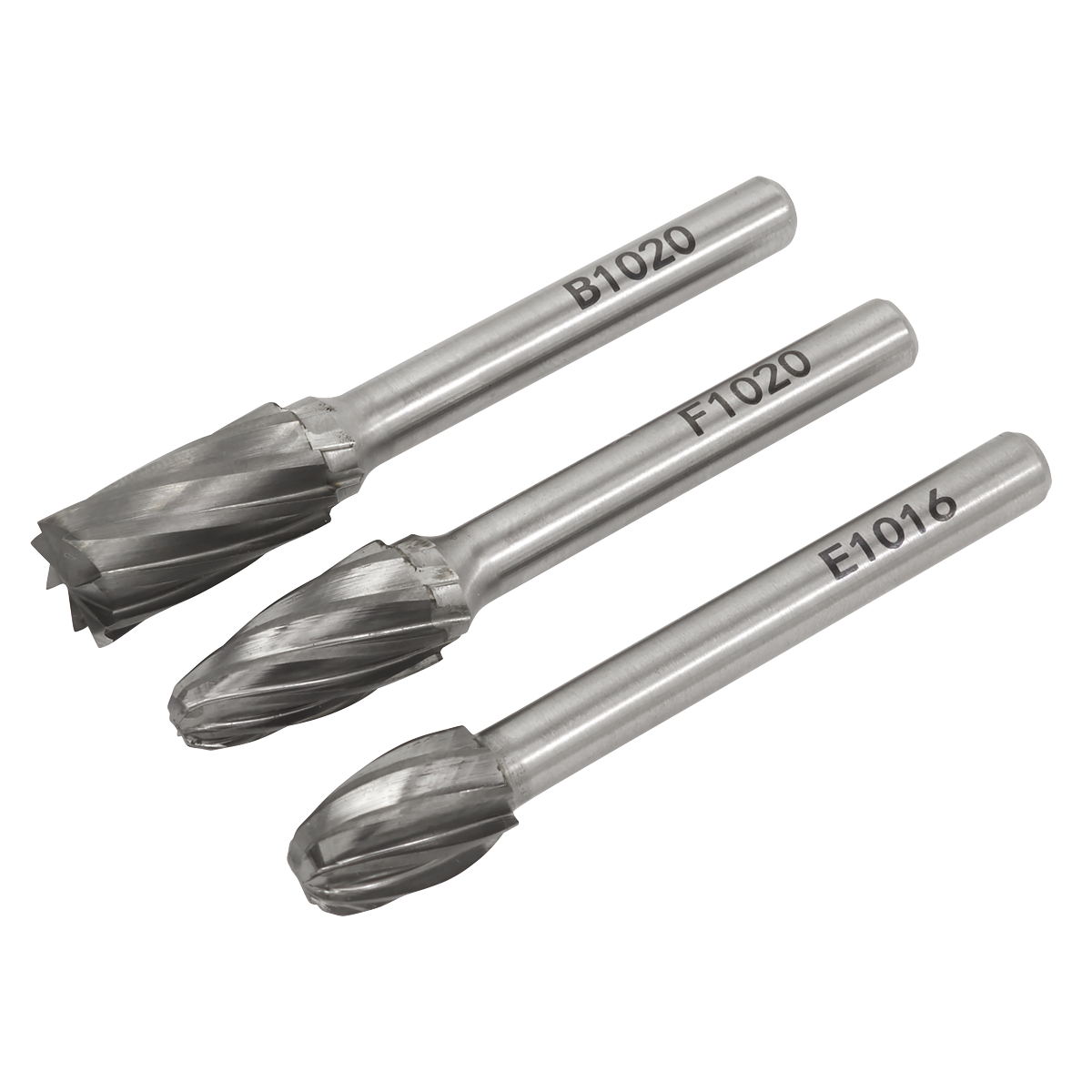 Sealey Tungsten Carbide Rotary Burr Set 3 Pcs Ripper/Coarse Ø6mm x 65mm SDBCK3