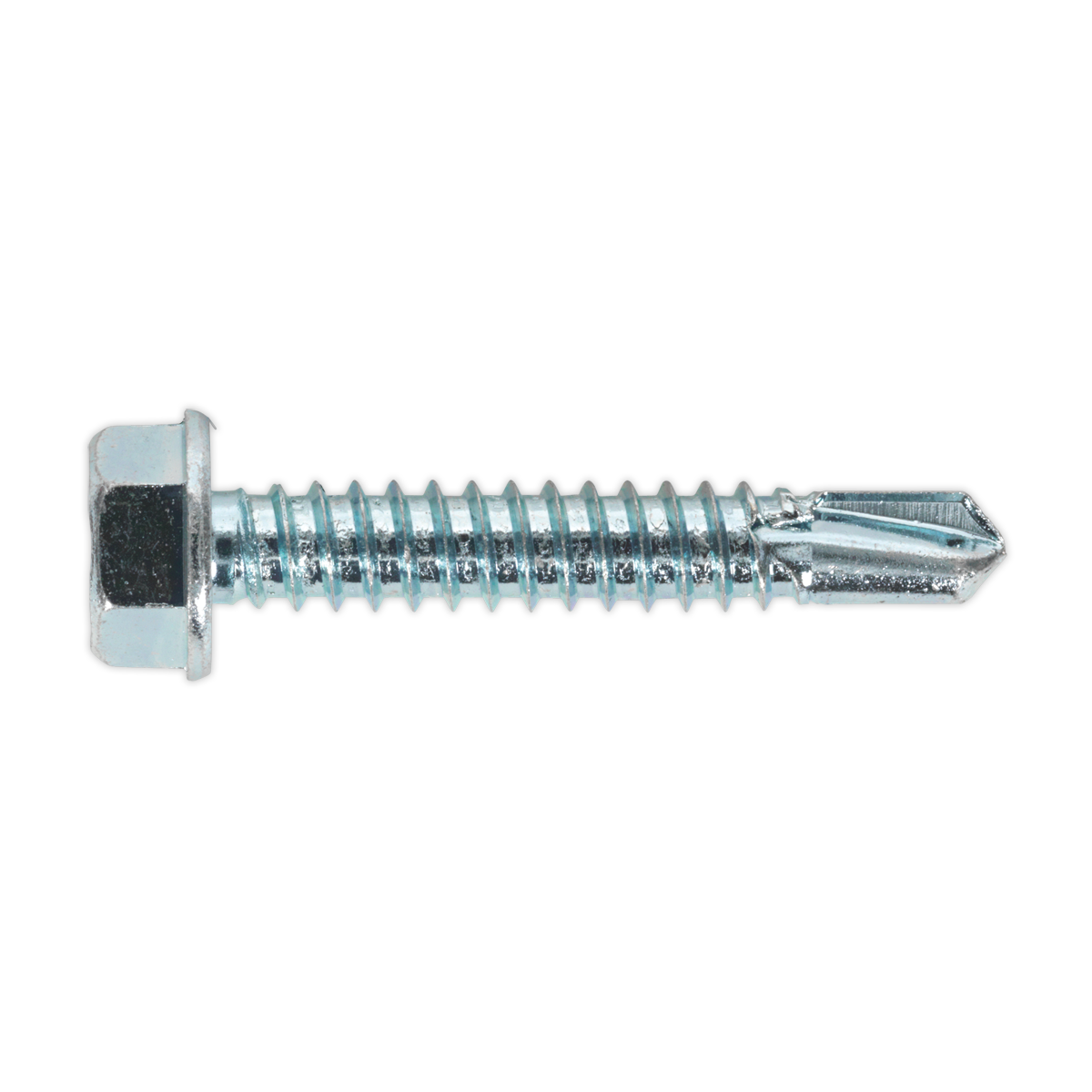 Sealey Self Drilling Screw 6.3 x 38mm Hex Head Zinc Pack x 100 SDHX6338