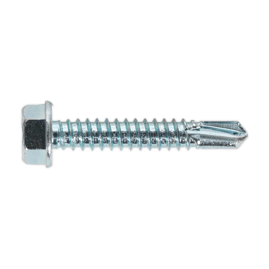 Sealey Self Drilling Screw 6.3 x 38mm Hex Head Zinc Pack x 100 SDHX6338