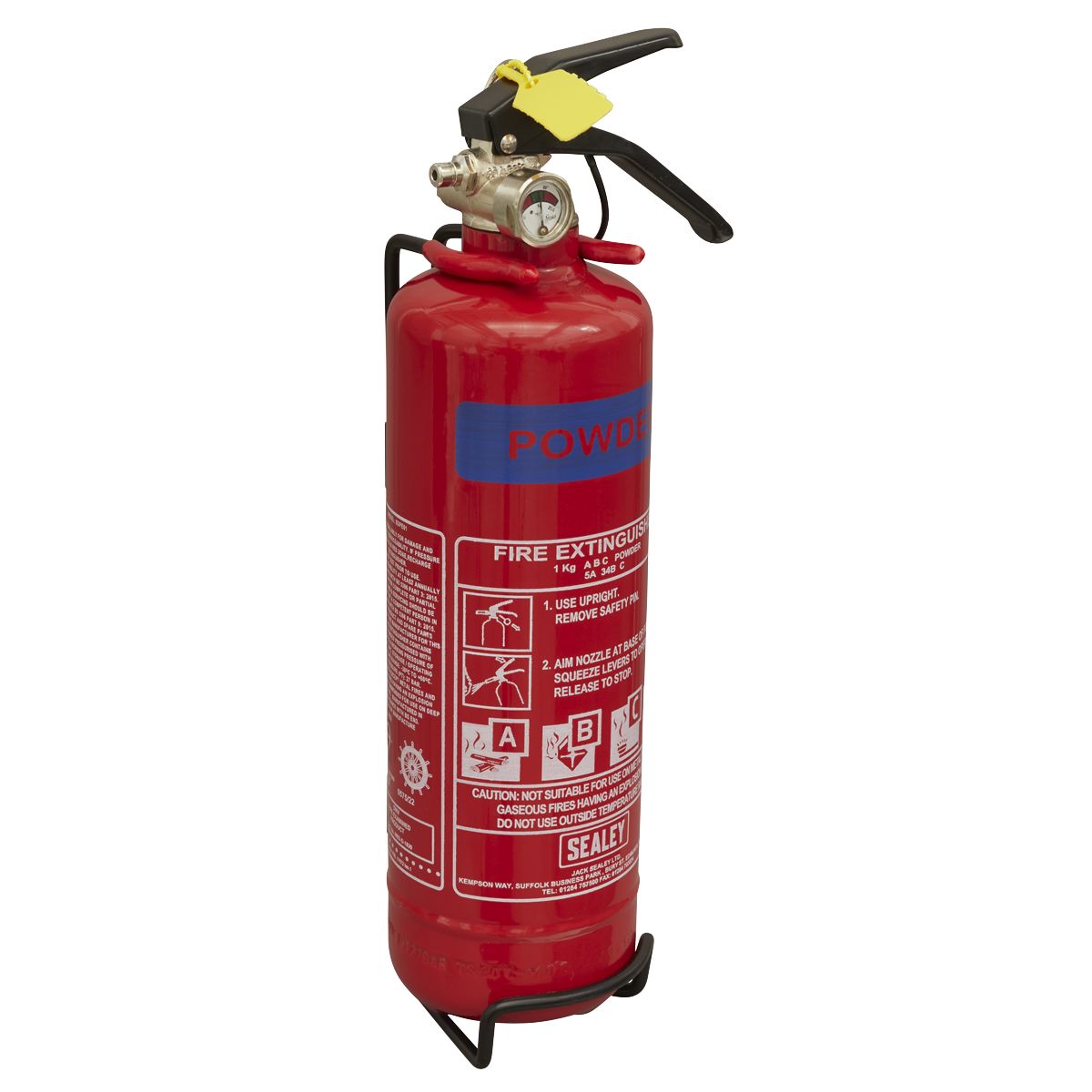 Sealey 1kg Dry Powder Fire Extinguisher With Wall Mounting Bracket SDPE01