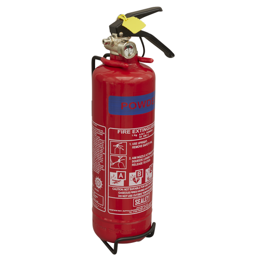 Sealey 1kg Dry Powder Fire Extinguisher With Wall Mounting Bracket SDPE01