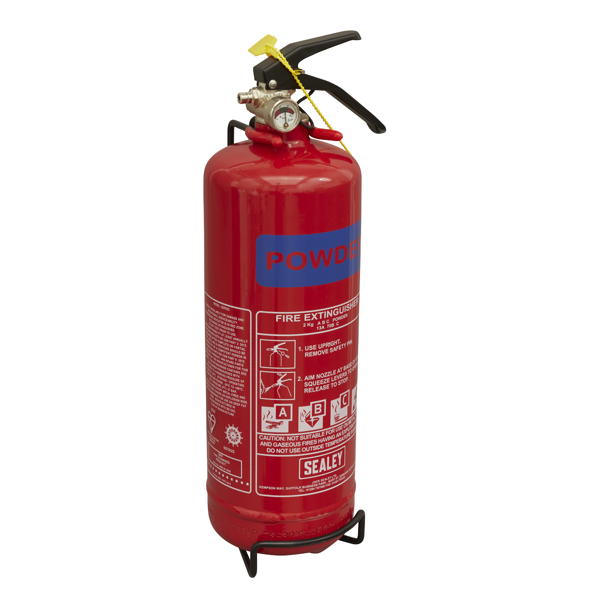 Sealey 2kg Dry Powder Fire Extinguisher With Wall Mounting Bracket SDPE02