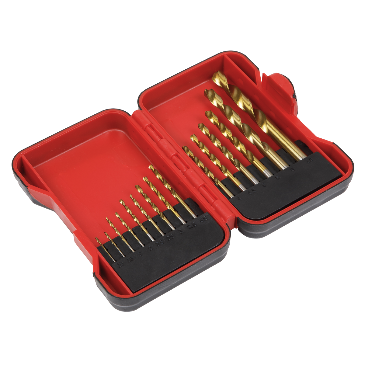 Sealey High Speed Steel Drill Bit Set Titanium Nitride Coated 15 Pcs AK3715HSS