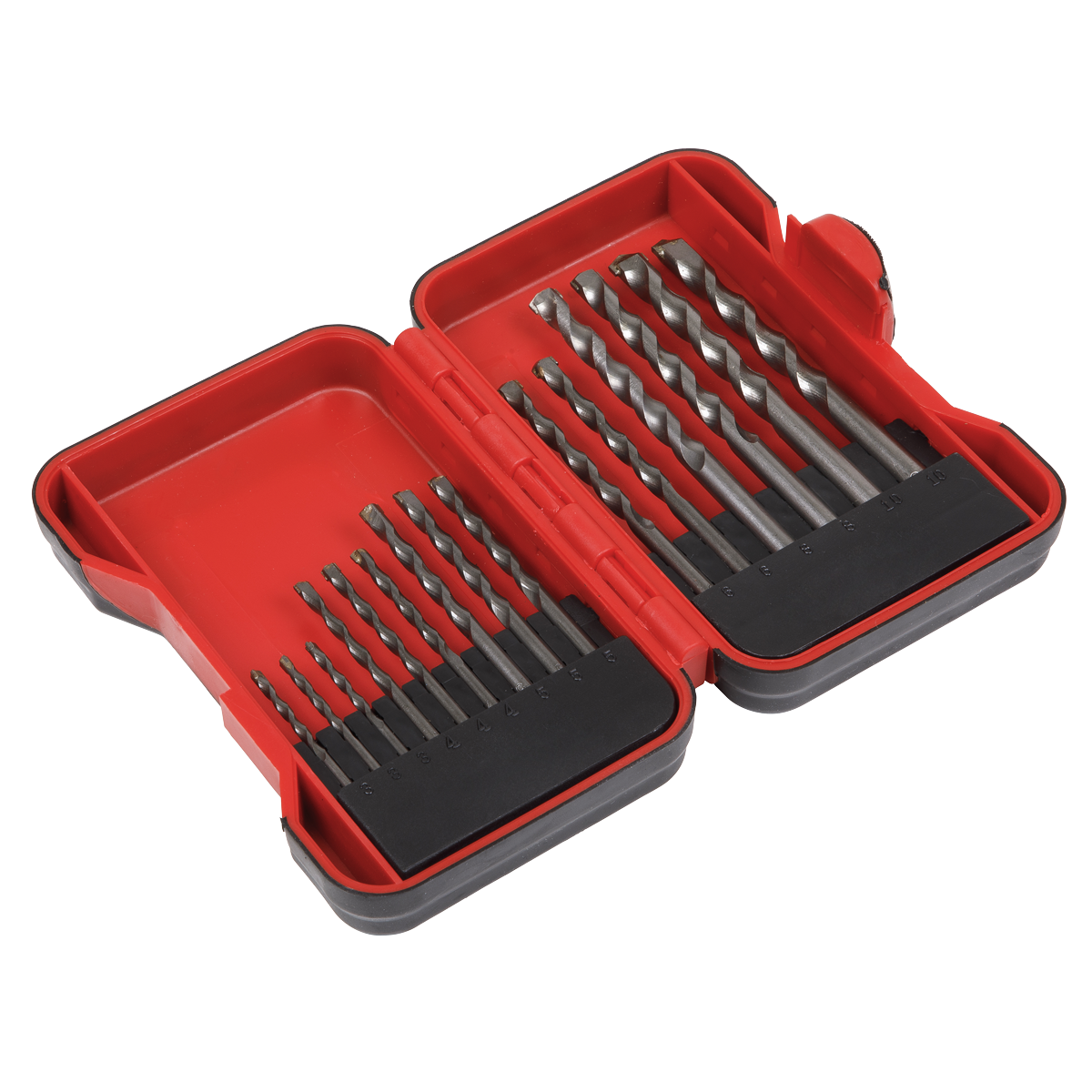 Sealey Masonry Drill Bit Set 15 Pieces Supplied In Plastic Storage Box AK3715M