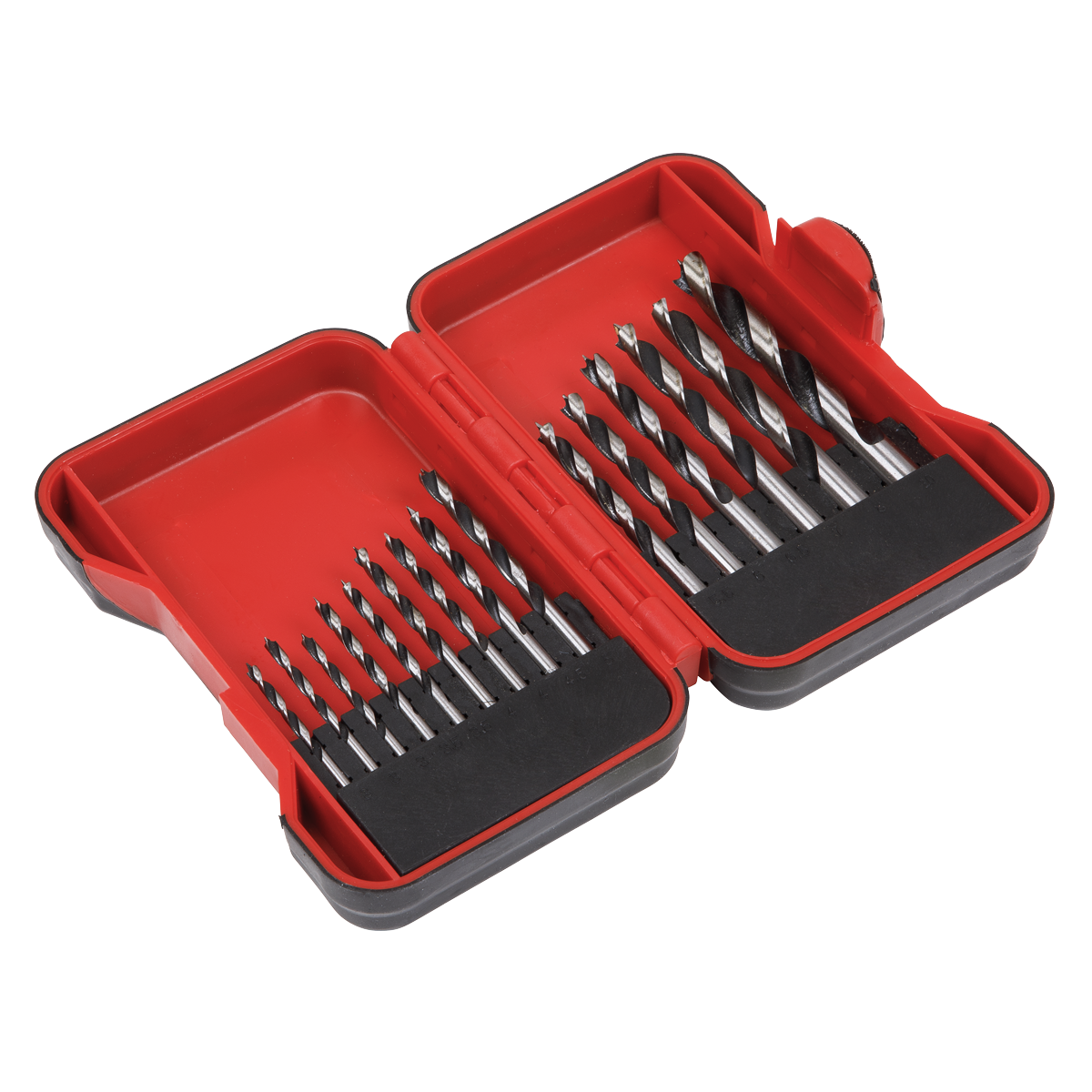 Sealey Brad Point Wood Drill Bit Set 15 Pieces For Hard & Soft Woods AK3715W