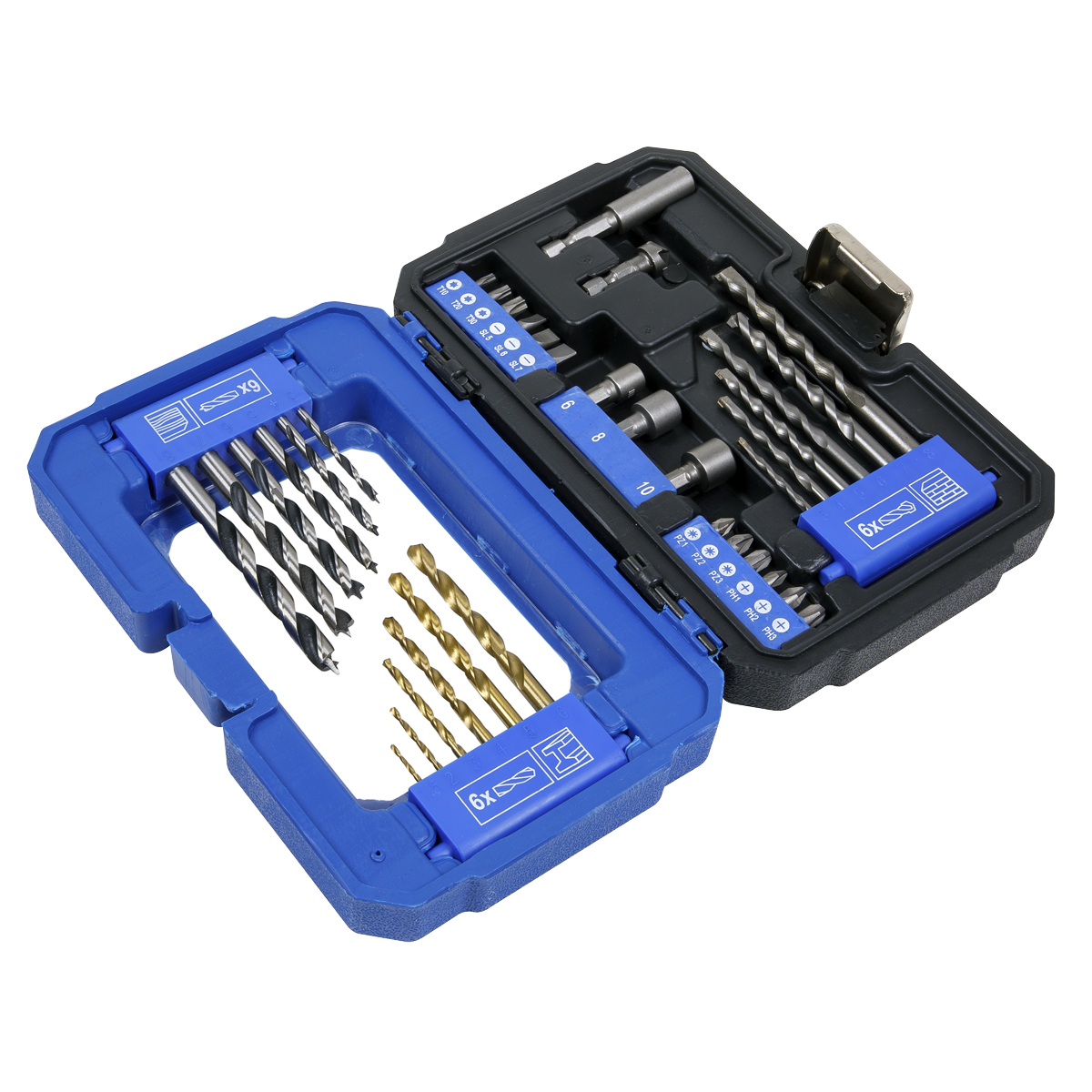Sealey Drill & Bit Accessory Set 35 Pieces 25mm Slotted Phillips Pozi TRX AK3735