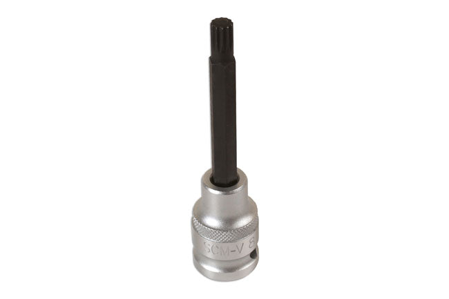 LASER 6327 Screwdriver M8 Spline Bit 1/2" Drive 100mm Chrome Vanadium S2 Steel