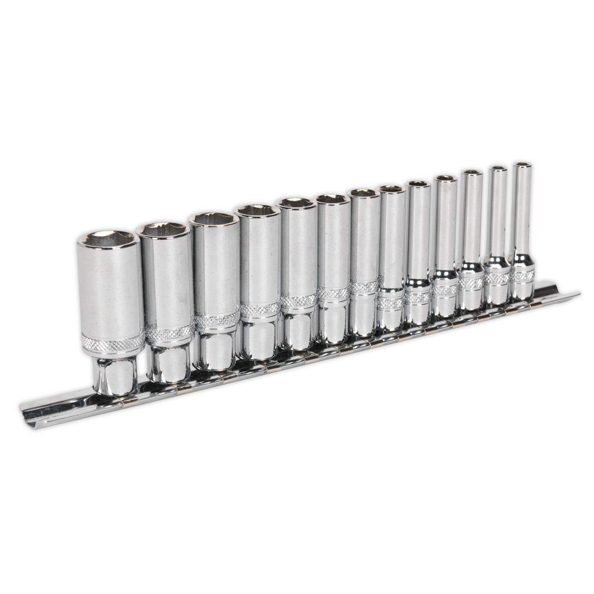 Sealey Socket Set 13 Pieces 1/4" Square Drive Deep Lock-On 6 Point Metric AK2747