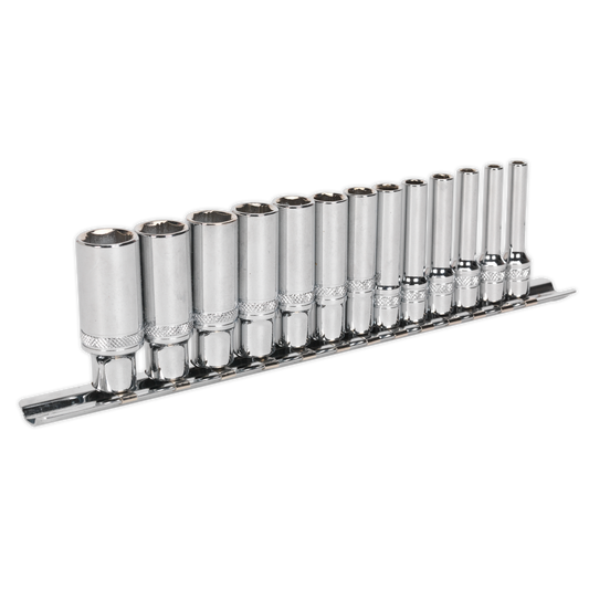 Sealey Socket Set 13 Pieces 1/4" Square Drive Deep Lock-On 6 Point Metric AK2747