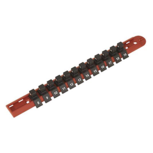Sealey Socket Retaining Rail With 12 Clips 3/8" Drive Professional AK3812