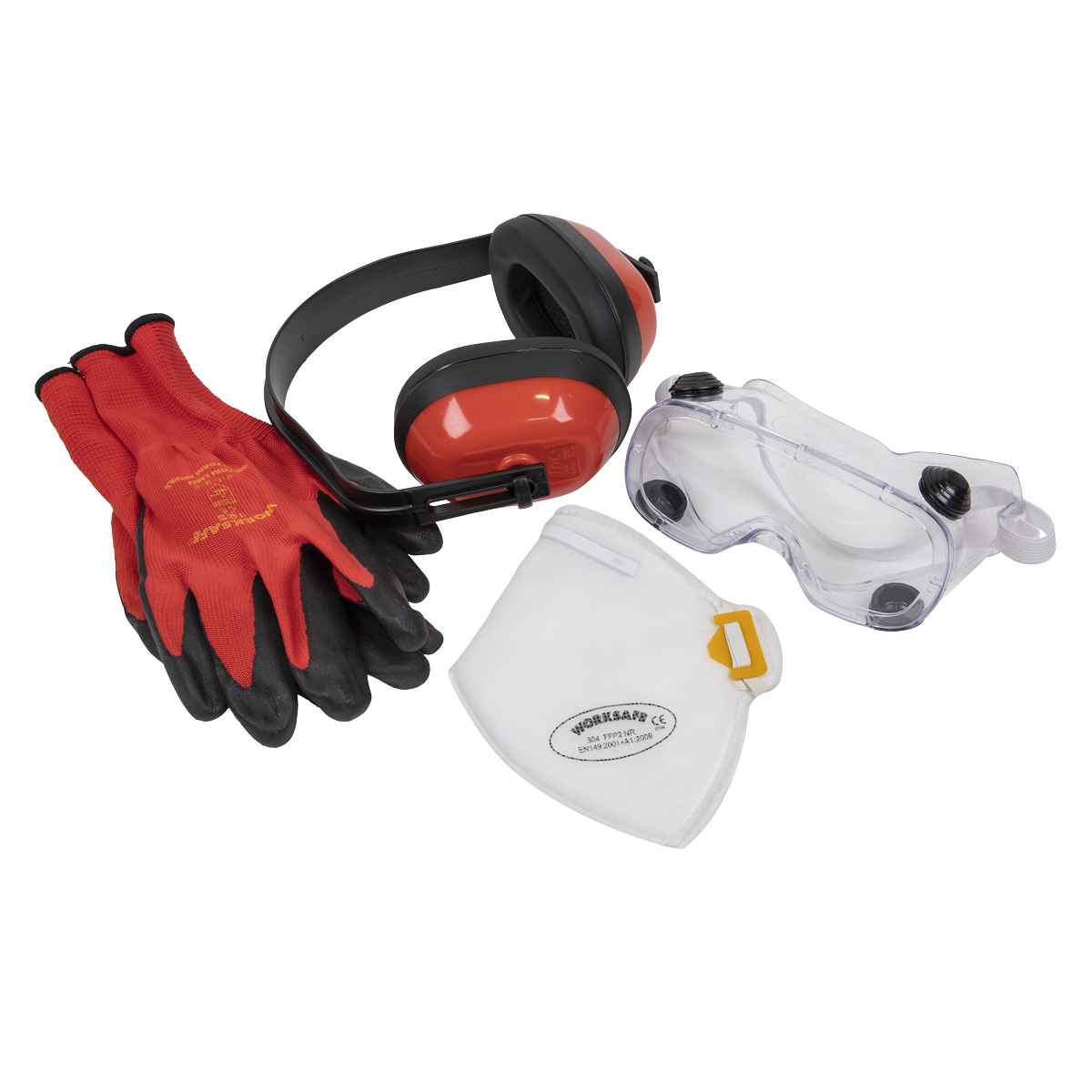 Sealey Flexi Grip Gloves FFP2 Masks Goggles Indirect Vent & Ear Defenders SEP4