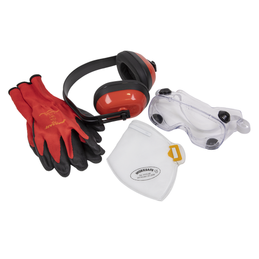 Sealey Flexi Grip Gloves FFP2 Masks Goggles Indirect Vent & Ear Defenders SEP4