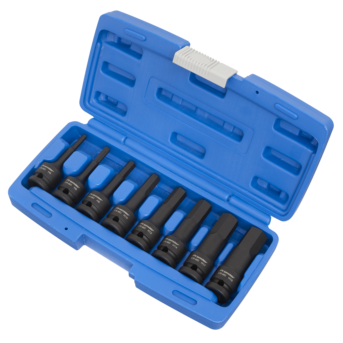 Sealey Impact Hex Key Set 8 Pieces 1/2" Square Drive Tool Kit Black AK5601