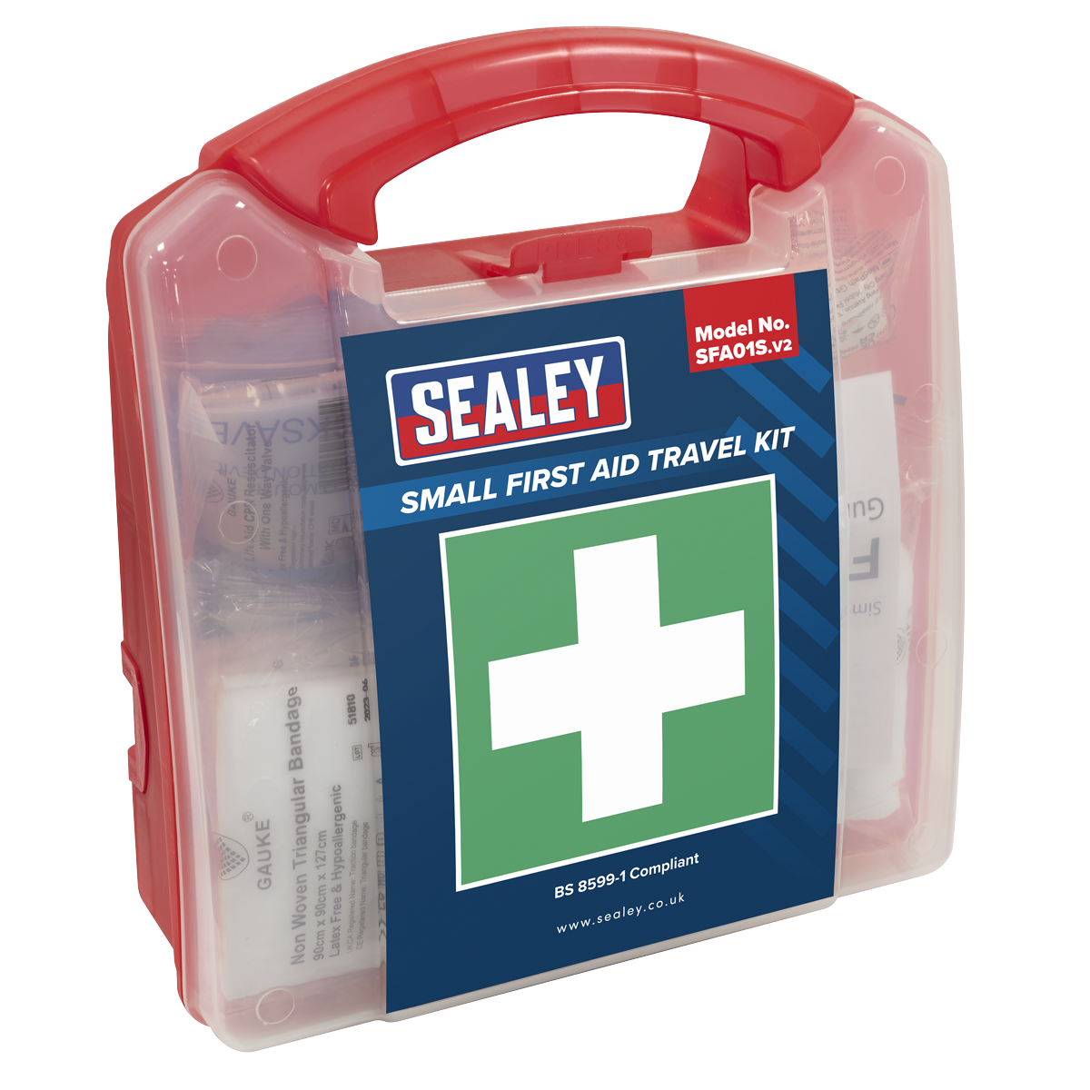 Sealey First Aid Kit S Small Plaster Bandage Dressing Wipe Glove Blanket SFA01S
