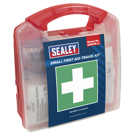 Sealey First Aid Kit S Small Plaster Bandage Dressing Wipe Glove Blanket SFA01S