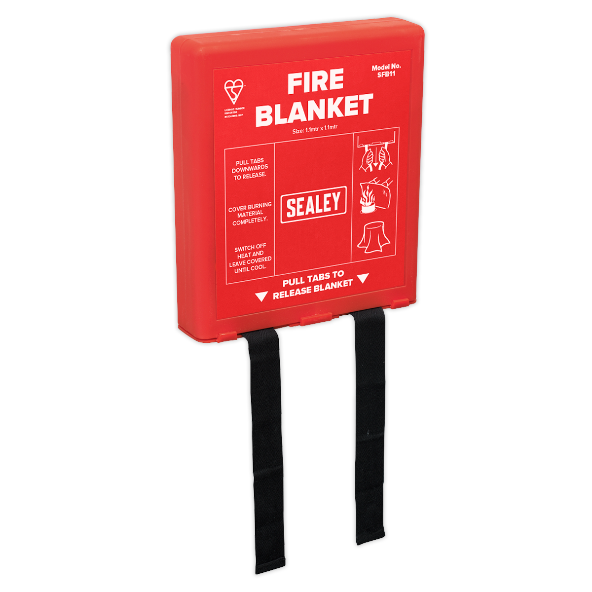 Sealey 1.1Mx1.1M Fire Blanket Emergency General Purpose Wall Mounting Case SFB11