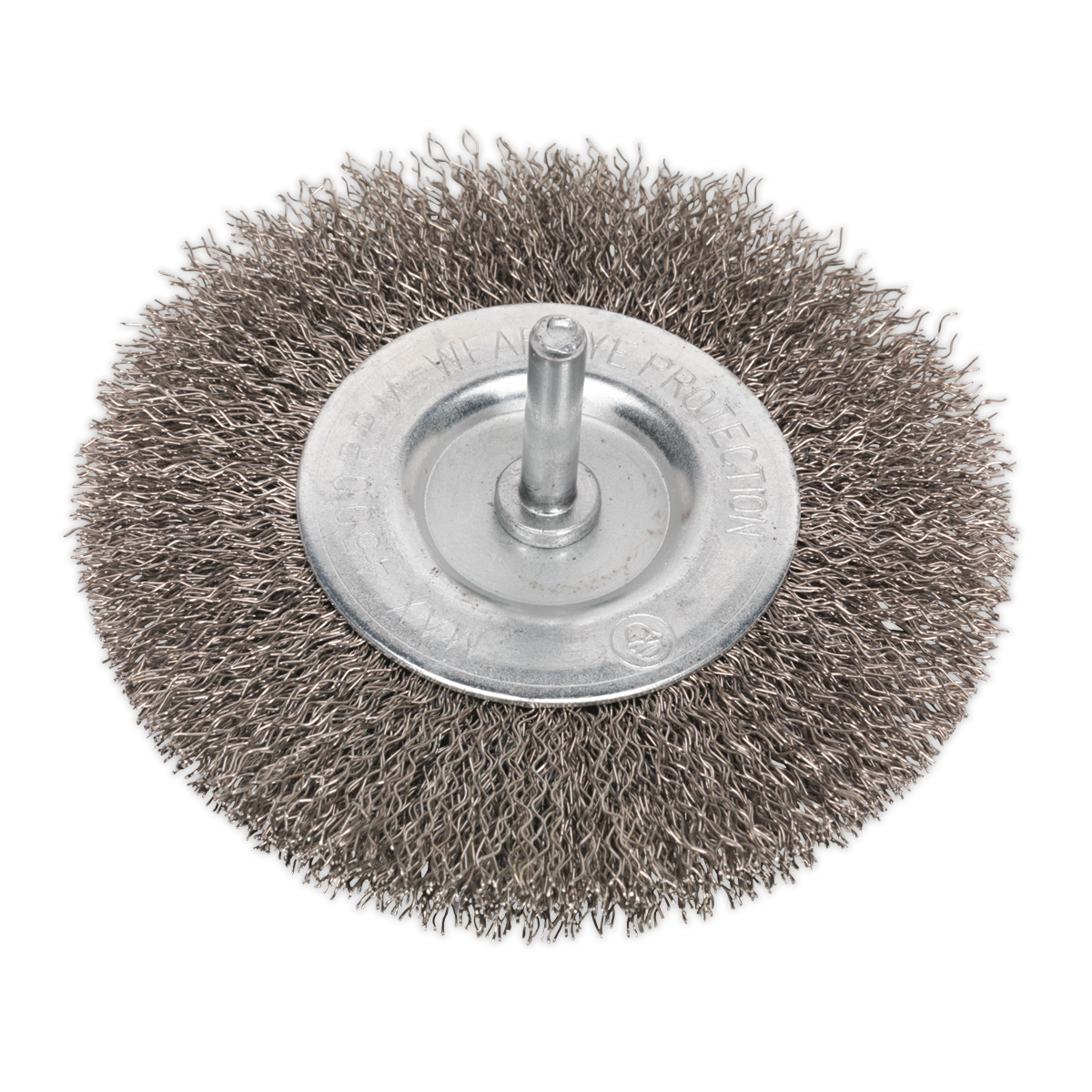 Sealey Flat Wire Brush Stainless Steel 100mm With 6mm Shaft 4500rpm SFBS100