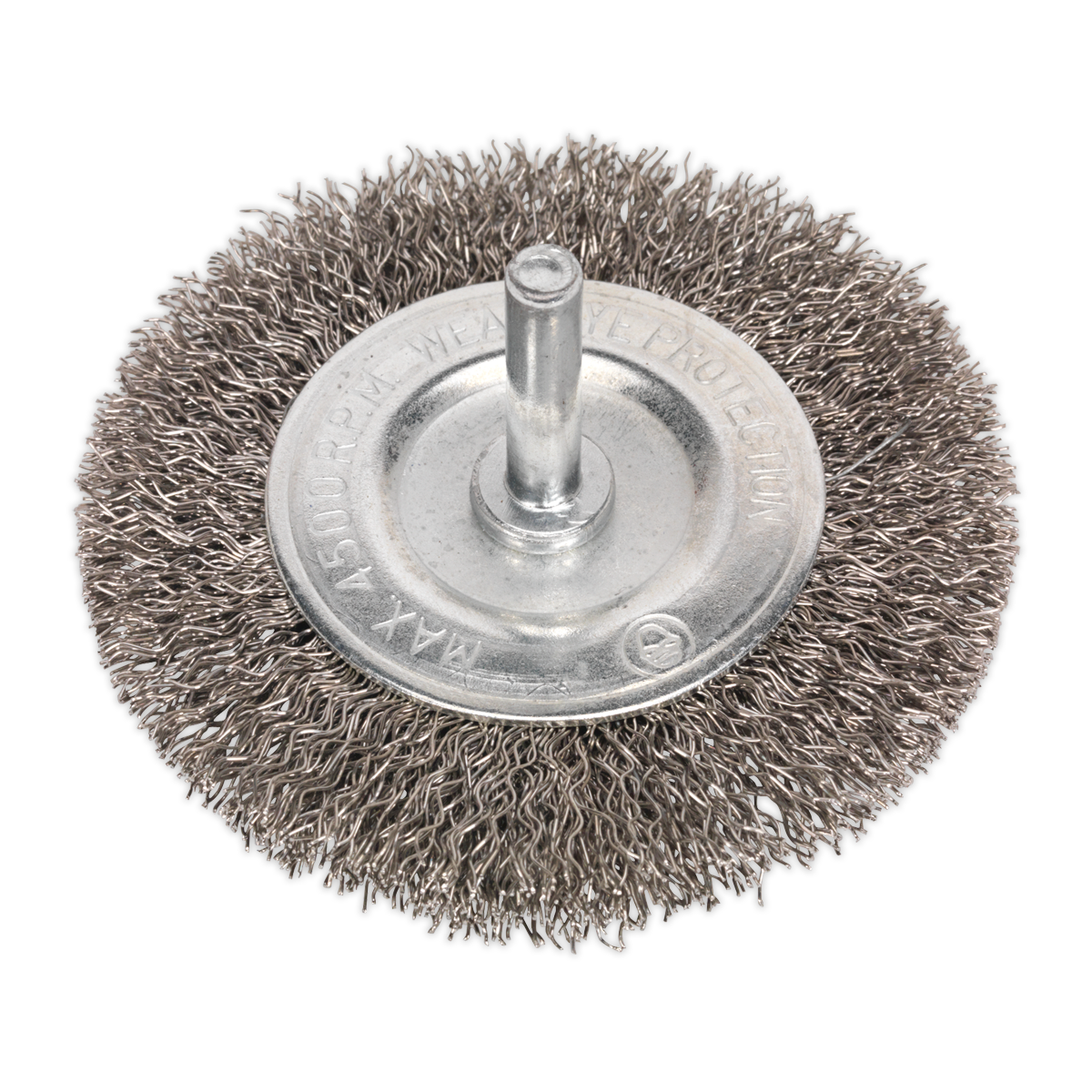 Sealey Flat Wire Brush Stainless Steel 75mm With 6mm Shaft 4500rpm SFBS75