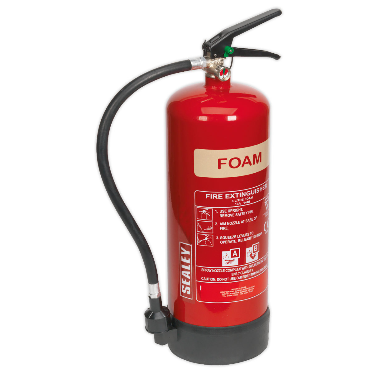 Sealey 6ltr Foam Fire Extinguisher With Wall Mounting Bracket BS EN 3 SFE06