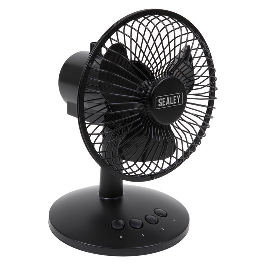 Sealey 6" Oscillating USB 3 Speed Desk Fan Brushless Motor - Black SFF6USB