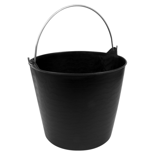 Sealey 26L Heavy Duty Flexi Tub Bucket 26 Litre Black Metal Handle SFT26H