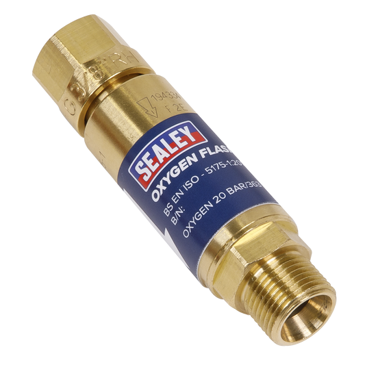 Sealey Flash Back Arrestor Oxygen With Thermal Cut Off Colour Coded SGA3/FBA