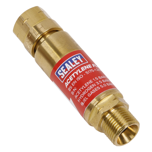 Sealey Flash Back Arrestor Acetylene With Thermal Cut Off Colour Coded SGA4/FBA