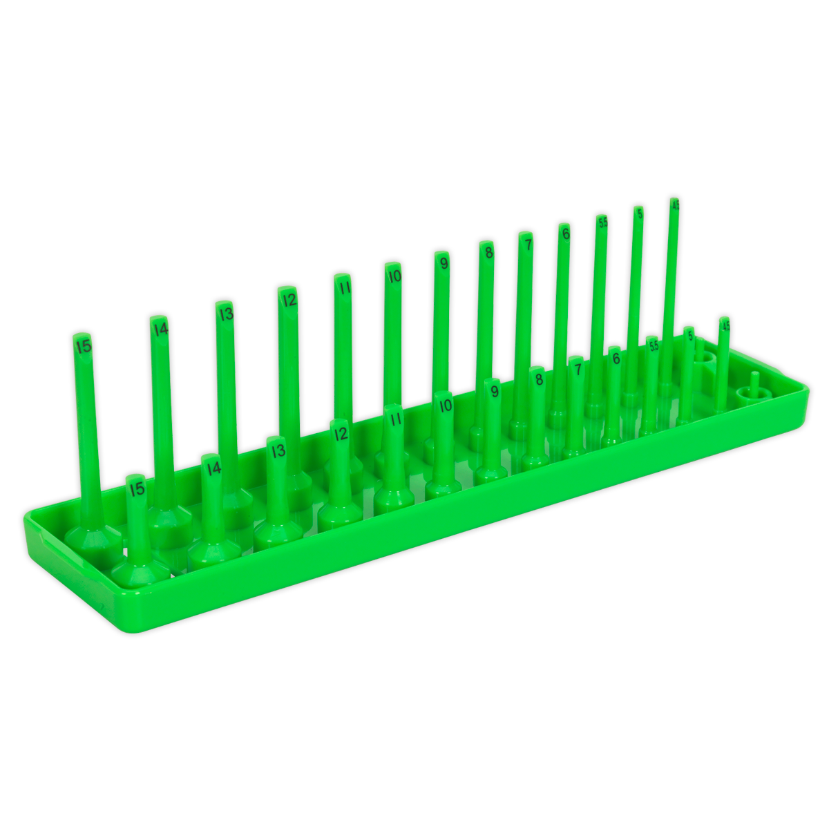 Sealey Socket Holder 1/4" Square Drive 4-15mm Hi-Vis Green 230mm SH1414HV