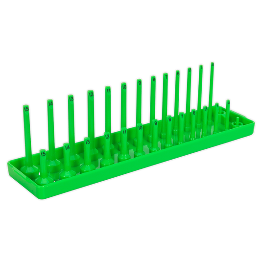 Sealey Socket Holder 1/4" Square Drive 4-15mm Hi-Vis Green 230mm SH1414HV