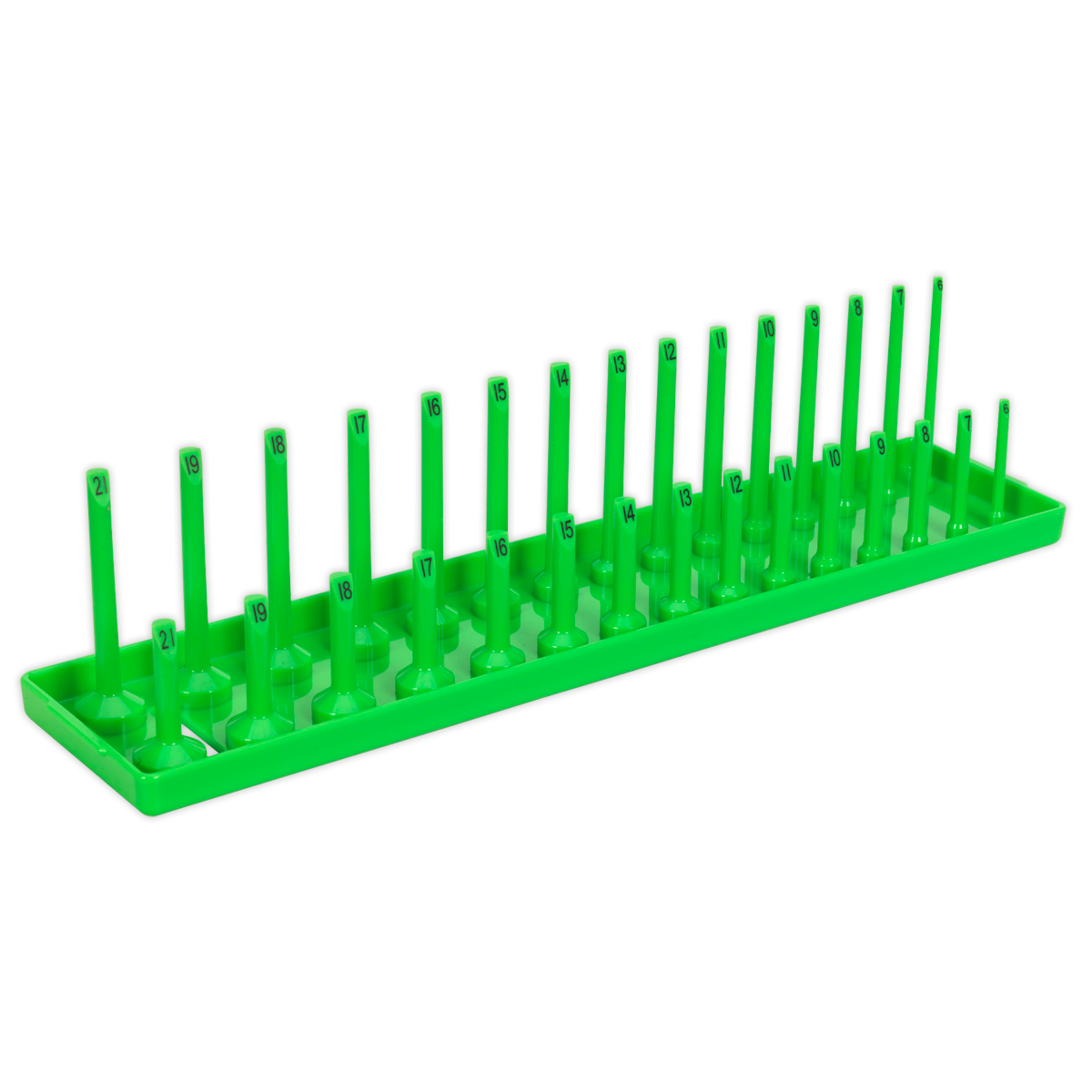 Sealey Socket Holder 3/8" Square Drive 6-21mm Hi-Vis Green 332mm SH3815HV