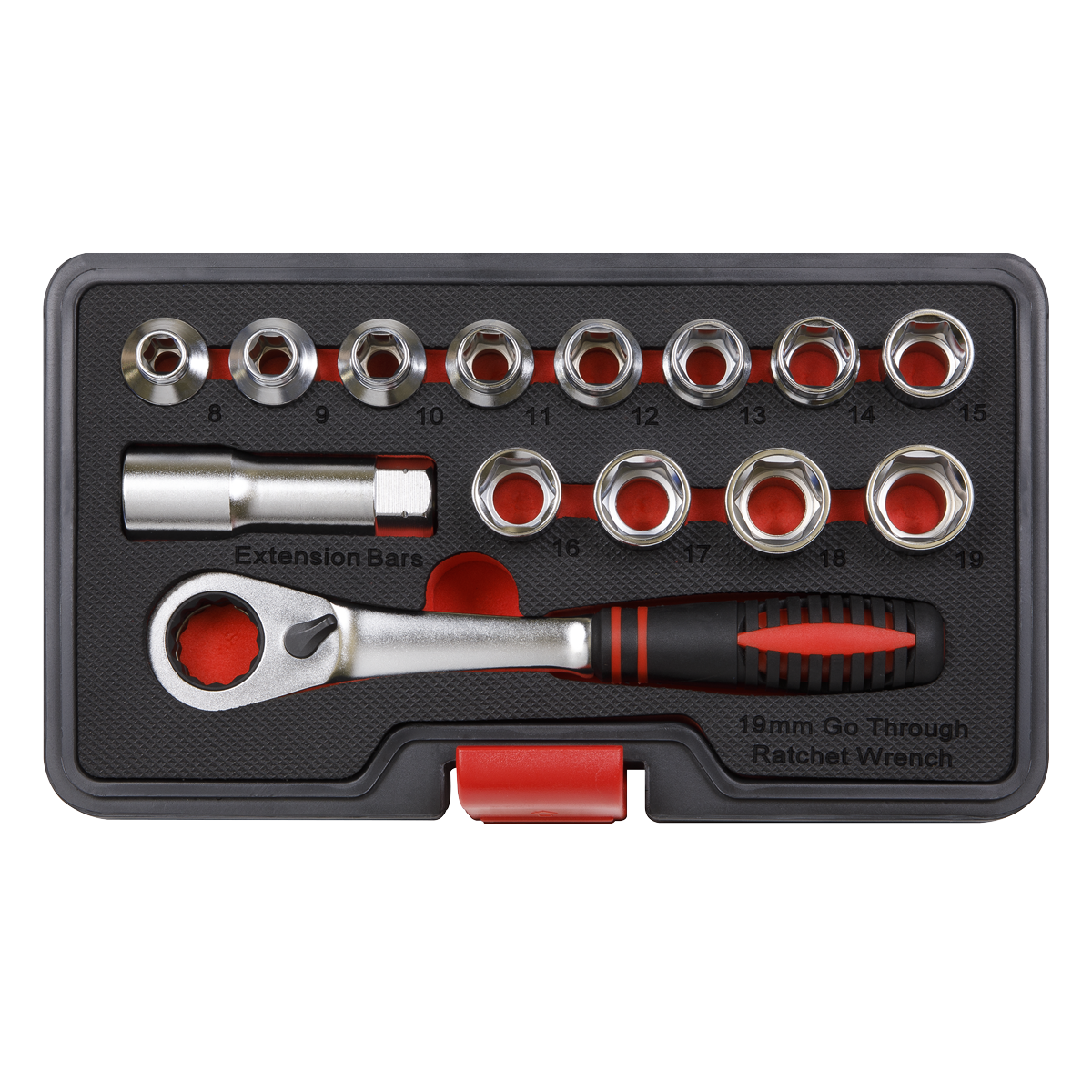 Sealey Socket Set 14 Pieces Go-Through Low Profile WallDrive Metric AK6926