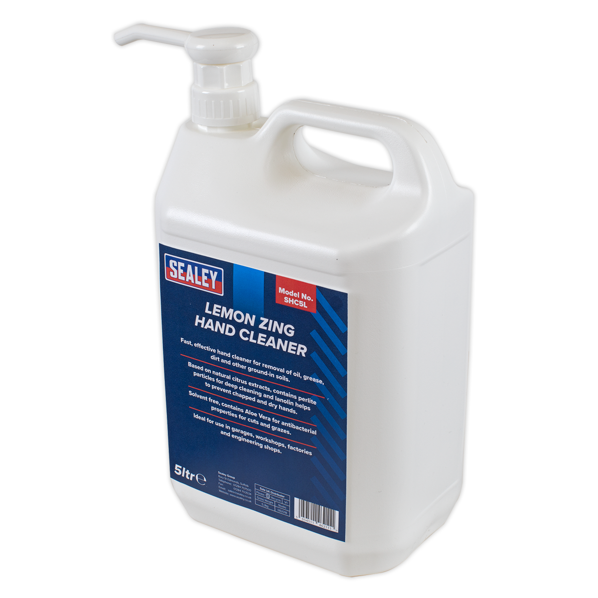 Sealey Hand Cleaner 5L Lemon Zing Contains Aloe Vera Solvent-Free SHC5L