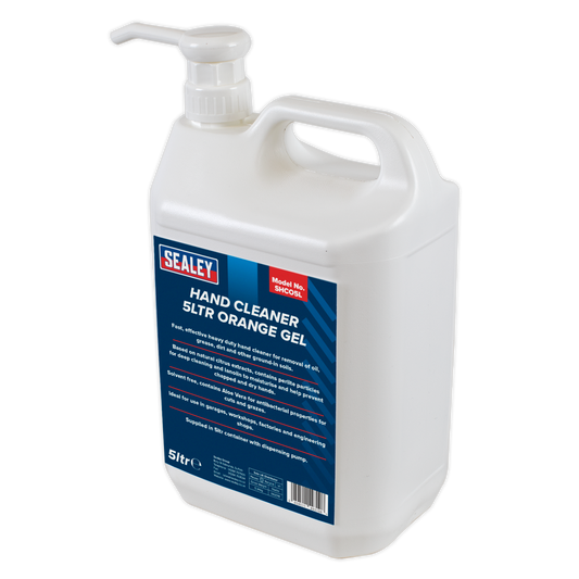 Sealey Heavy Duty Hand Cleaner 5L Container Orange Gel Solvent-Free SHCO5L