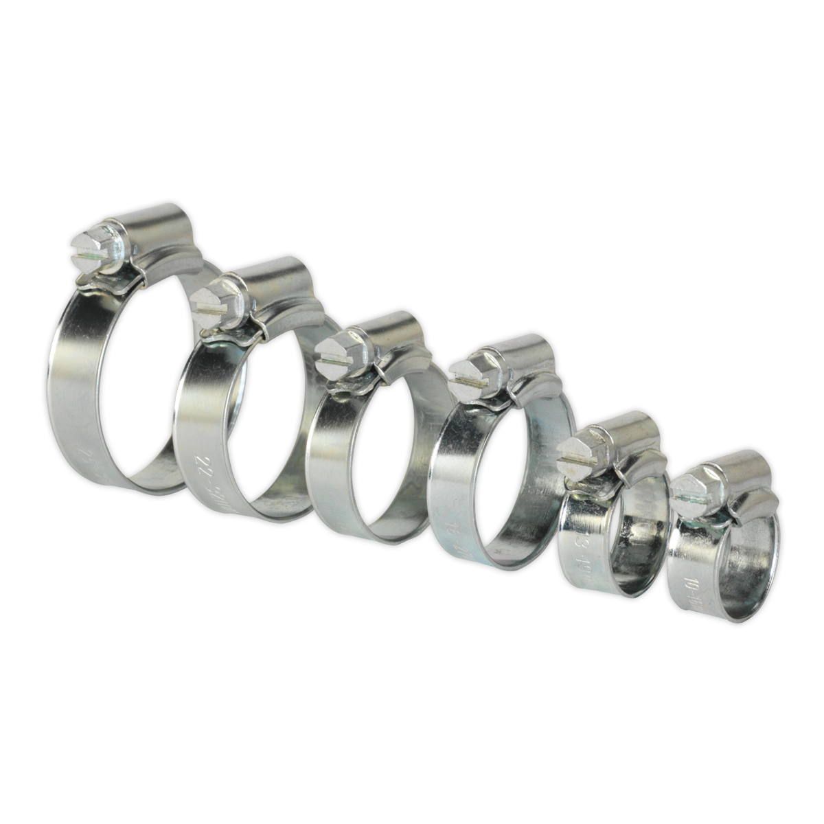 Sealey Hose Clips 30 Pieces Assorted Zinc Plated 10mm - 38mm 0.39" - 1.5" SHCS1