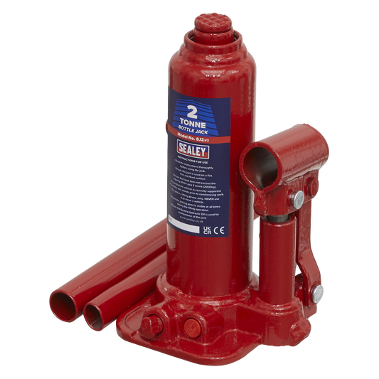 Sealey Bottle Jack Lift With Overload Valve & 2-Piece Handle - 2 Tonne SJ2