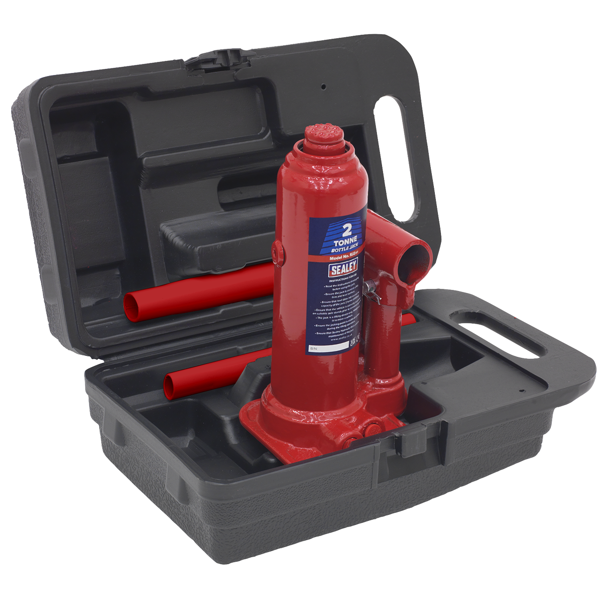 Sealey Bottle Jack Lift 2 Tonne With Overload Valve & Case Red/Black SJ2BMC