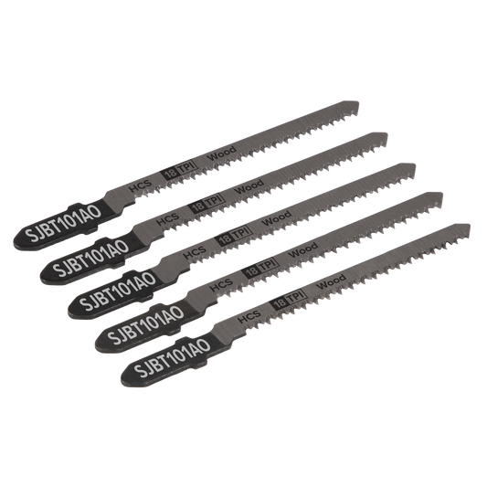 Sealey 83mm 18TPI HCS Hard Wood Jigsaw Blade For Power Tools Pack of 5 SJBT101AO