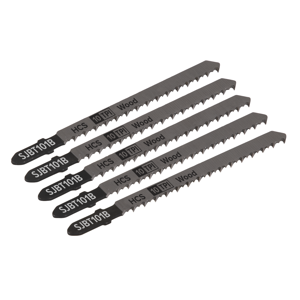 Sealey 100mm 10TPI Hard Wood Jigsaw Blade For Power Tools  - Pack of 5 SJBT101B