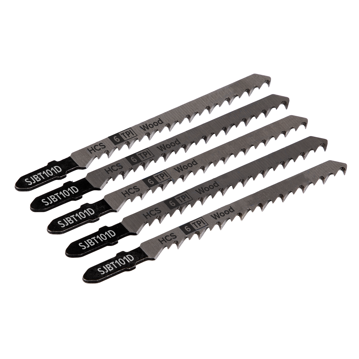 Sealey 100mm 6TPI Hard Wood Jigsaw Blade For Power Tools  - Pack of 5 SJBT101D