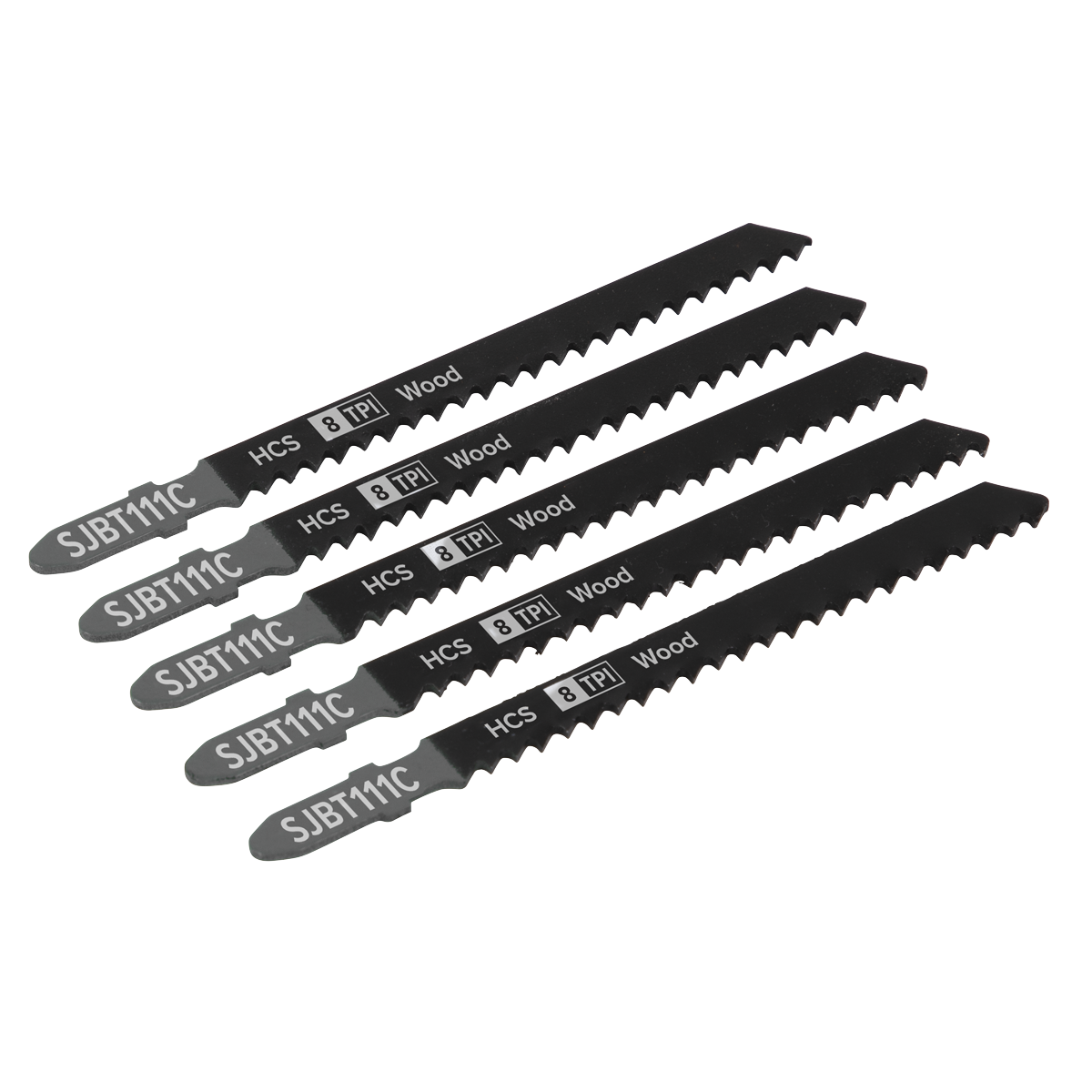 Sealey 100mm 8TPI General Wood Jigsaw Blade For Power Tools  Pack of 5 SJBT111C
