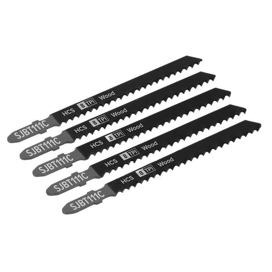 Sealey 100mm 8TPI General Wood Jigsaw Blade For Power Tools  Pack of 5 SJBT111C