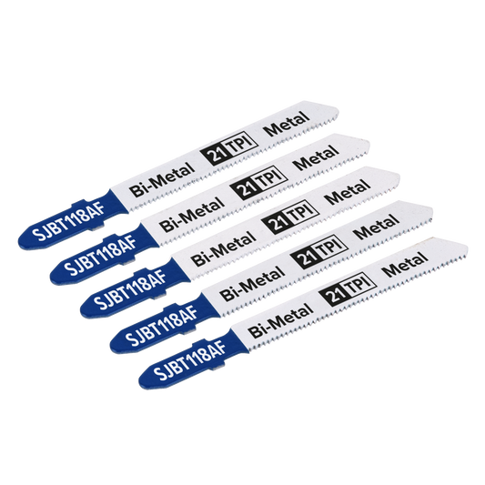 Sealey 75mm 21 TPI Metal Jigsaw Blade For Power Tools Pack of 5 Pieces SJBT118AF