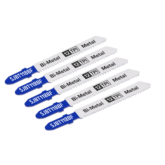 Sealey 75mm 12 TPI Metal Jigsaw Blade For Power Tools Pack of 5 Pieces SJBT118BF