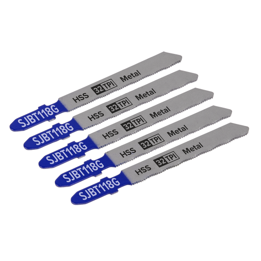 Sealey 75mm 32 TPI Metal Jigsaw Blade For Power Tools Pack of 5 Pieces SJBT118G