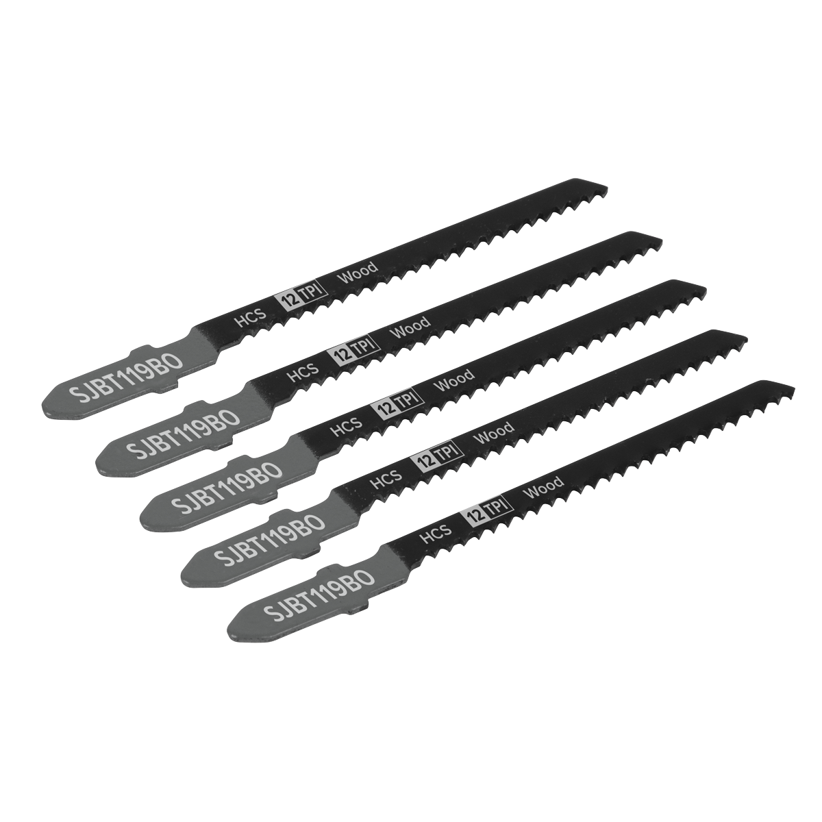 Sealey 75mm 12 TPI Wood Jigsaw Blade General For Power Tools x5 Pieces SJBT119BO