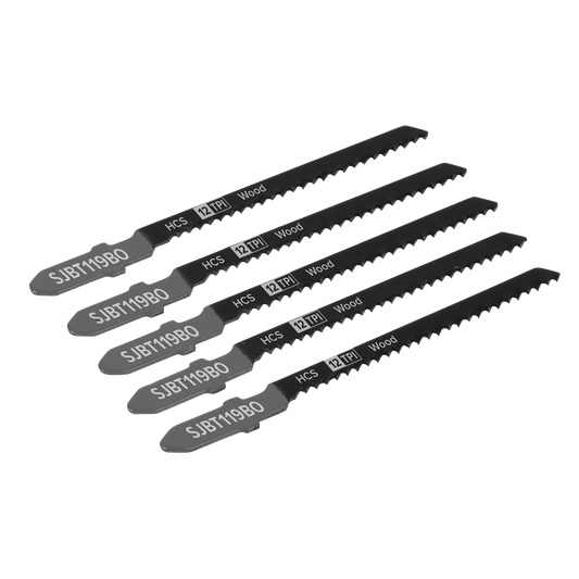 Sealey 75mm 12 TPI Wood Jigsaw Blade General For Power Tools x5 Pieces SJBT119BO