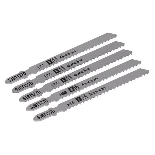 Sealey 100mm 8 TPI Aluminium Jigsaw Blade For Power Tools x5 Pieces SJBT127D